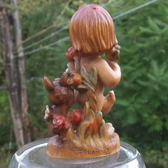 Vintage wood carving Anri Italy by artist Ferrandiz Nature's child with rabbit - Picture 9 of 16